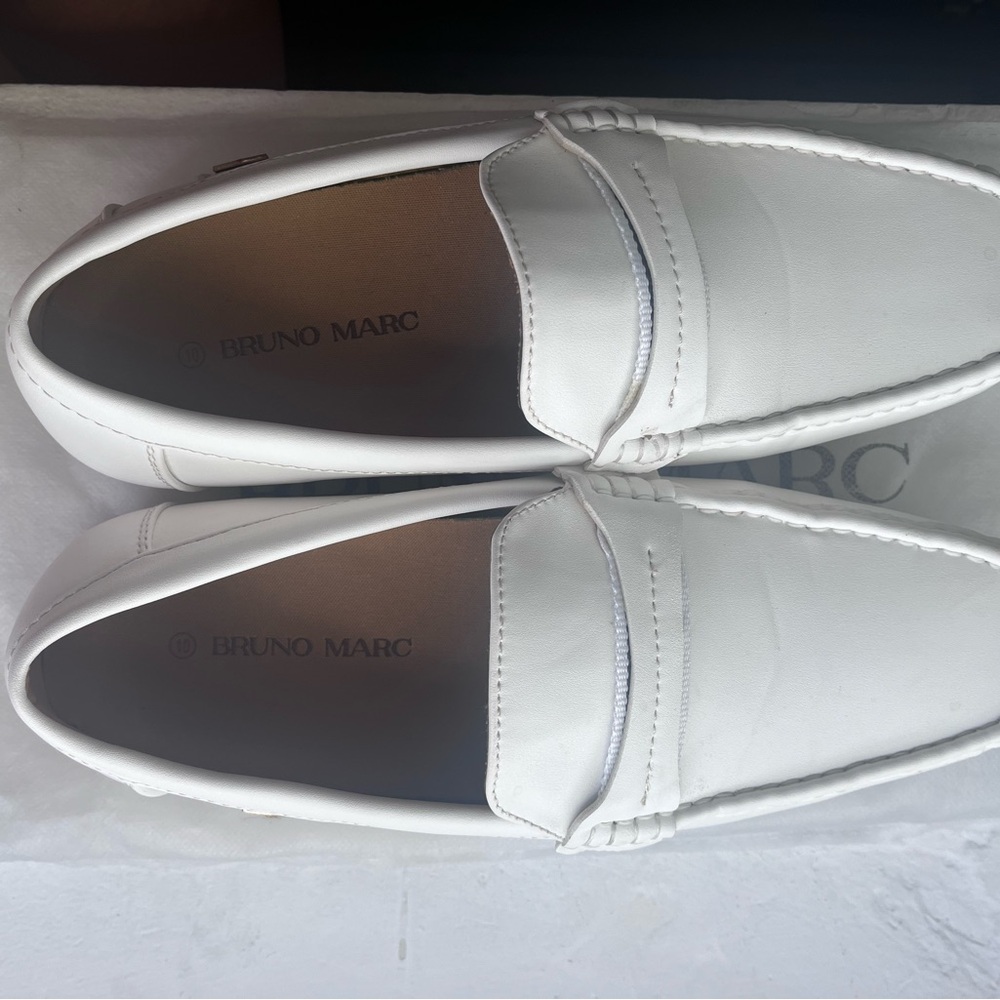 Bruno Marc Men's Classic White Slip-On Loafers